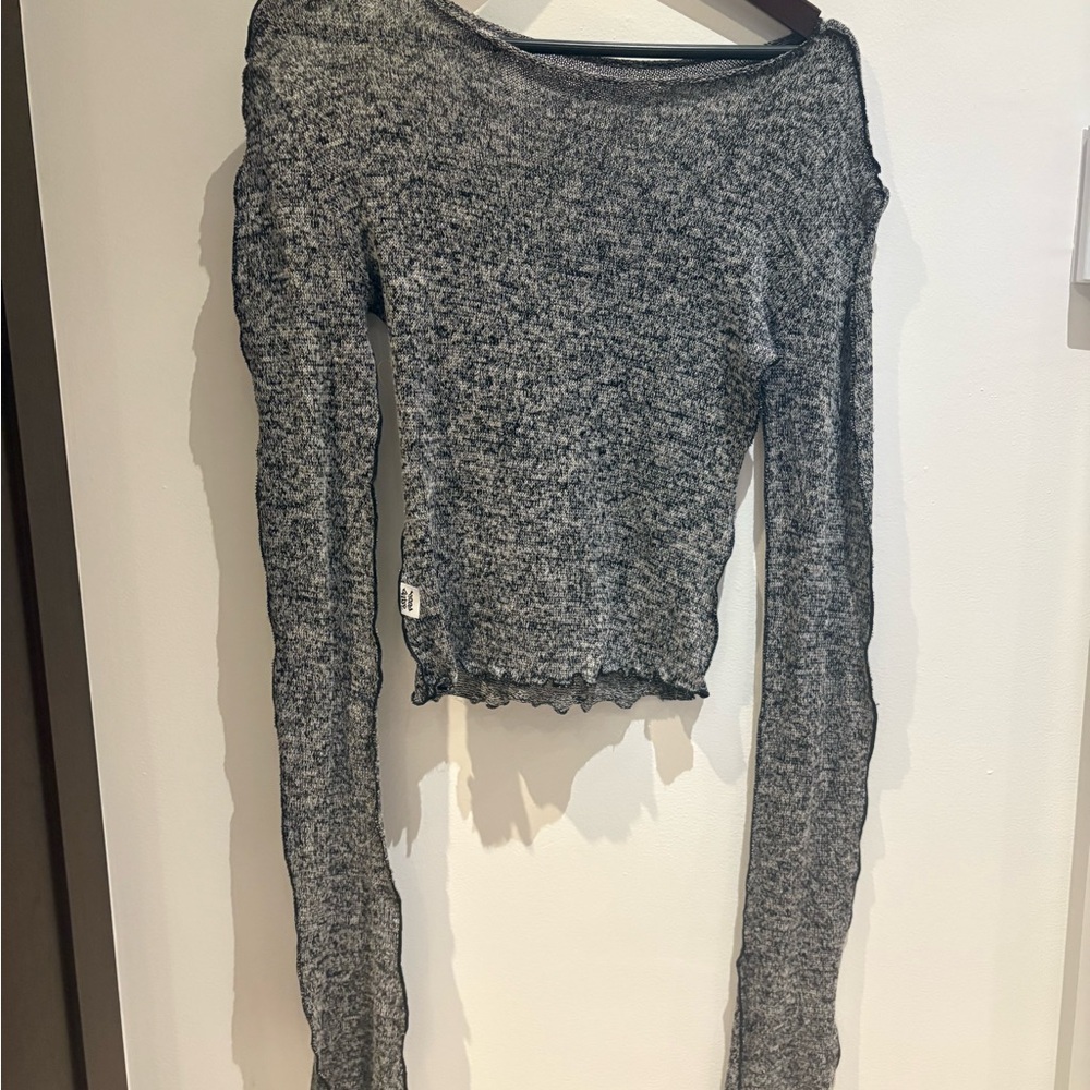 Gray Long Sleeve Knit Top